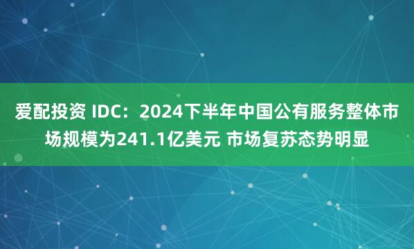 爱配投资 IDC：2024下半年中国公有服务整体市场规模为241.1亿美元 市场复苏态势明显