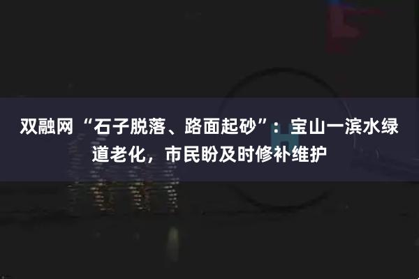 双融网 “石子脱落、路面起砂”:宝山一滨水绿道老化,市民盼及时修补维护